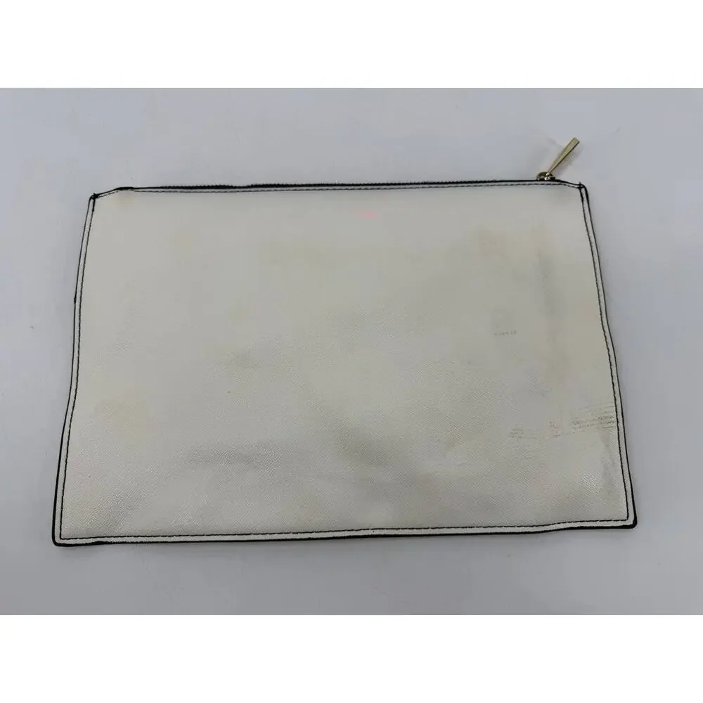 Christian Siriano for Payless I Love Shoes Print Zip Clutch Pouch White Gold
